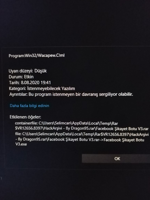 bilgisayarıma Win32/Wacapew.C!ml virüsü bulaştı ne yapmalıyım yardım lütfen😔