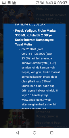 TÜM PEPSİ MAX VE TWİST'LERDE 2GB İNTERNET HEDİYE