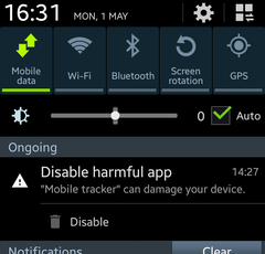 Disable Harmful App uyarısı 