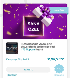 Yapı Kredi TLcard Harcama Hedefi Temmuz 2022 &quot;Kişiye Özel&quot;