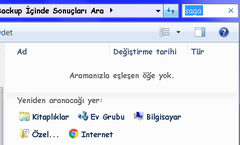 Win7 klasör ve 'arama' sorunu