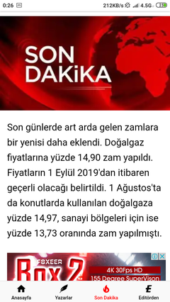 Son dakika!! Doğalgaza Zam %14.90