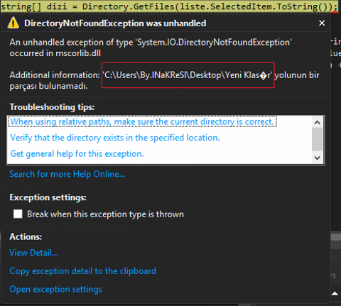 Visual Studio C# UTF-8 Kodları Sorunu