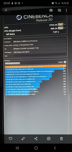 ryzen 5 3600 cinebench r20 ve  r15  sonuçları