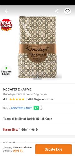 (29,99₺)Kocatepe Folyo Türk Kahvesi 1 Kg