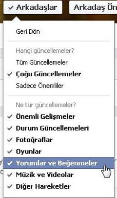  Facebookta beğendiğim fotoğrafların ve yaptığım yorumların arkadaşlarım tarafından görünmesin