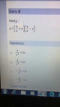 Matematik sınavındayım yardımcı olur musunuz (test)