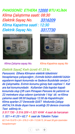  Panasonic Etherna Klima Görüşleriniz ve Elektirik Tüketimi