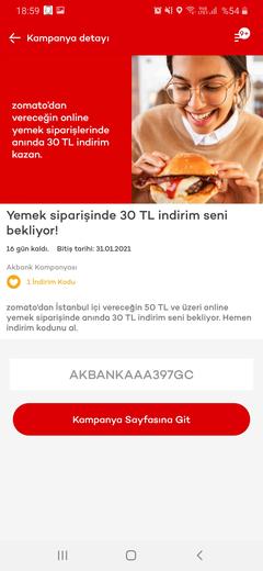 Akbank Zomato 50/30 indirimi ( İstanbul )