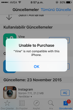  Vine uygulaması 4S desteği kaldırıldı mı ?