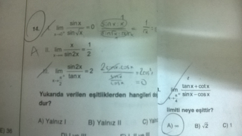 Apotemi'den Seçme LİMİT Soruları