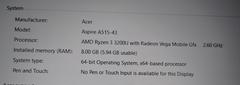 3280 TL Acer Aspire 5 15.6" F.HD IPS Ryzen 3 3200U 4GB DDR4 128GB SSD Backlit Keyboard W10(1.9KG)