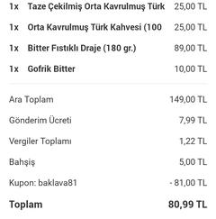 Yemeksepeti  81 lira indirim