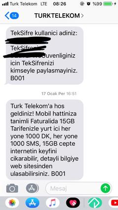 TT Faturasızdan Faturalıya 1000DK/1000SMS/15GB  39TL