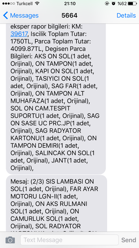 Ön sol değişmiş aks ve taşıyıcı hakkında soru