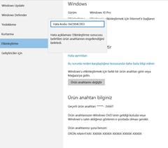 Windows 10 etkinleştirme sorunu