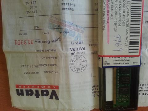 SATILIK-SIFIR- KINGSTON 4GB DDR3 1333MHz CL9 PC Ram (GARANTİLİ- FATURALI)