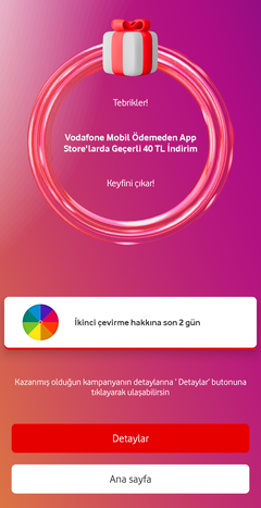 Vodafone Haftalık Çark hediyelerini buyrun yazalım