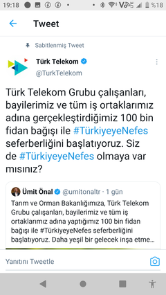 Türk telekom 100 bin fidan bağisi