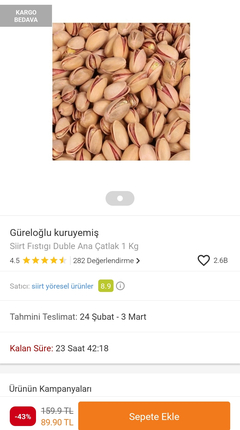 1. sınıf ana çıtlak Antep fıstığı.(yeni) 49.90 lira HB