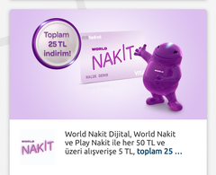 Worldnakit,Playnakit,Worldnakitdigital 50/5 toplamda 25 tl iade(Martda devam ediyor)