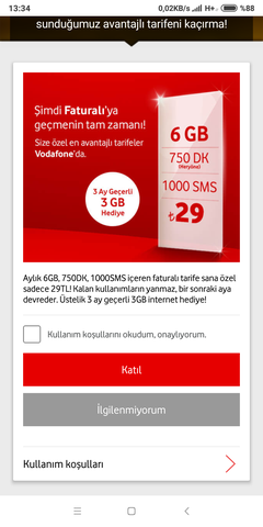 6 GB 750dk 1000 SMS 29tl (faturalı)