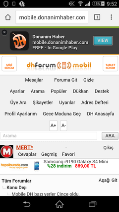  Mobile DH bazı yerler Çince oldu.