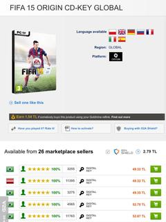  FIFA 15 ORIGIN GLOBAL KEY >> 49,32 TL