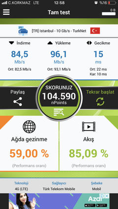 TÜM OPERATÖRLER 4,5G HIZ TESTİ [ANA KONU] 5G YE DOĞRU ADIM ADIM