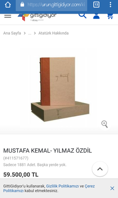 Yılmaz Özdil Mustafa Kemal (Özel Basım)2.el satış fiyatı 59.500.00 tl.