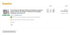 Fairy Platinum Bulaşık Makinesi Deterjanı Kapsülü Limon Kokulu Bir Alana Bir Bedava