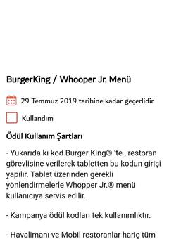 Ücretsiz Burger King Whopper jr Menü