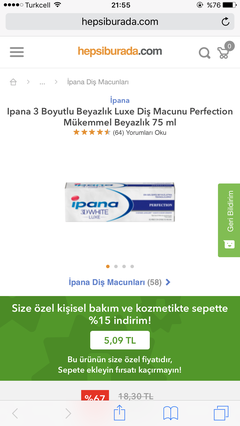 Ipana 3 Boyutlu Beyazlık Mobilde 5.09 tl