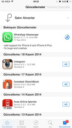  Whatsapp iPhone 6,6plus için güncellendi