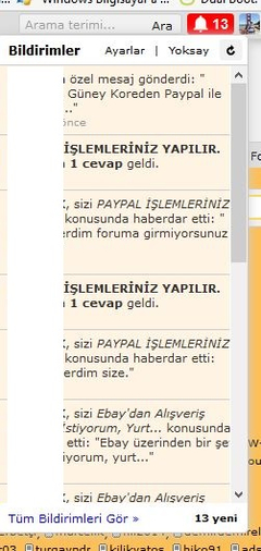  PAYPAL İŞLEMLERİNİZ YAPILIR.