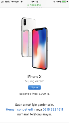 iPhone X Fiyatı Apple Storede yayınlandı.