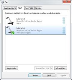  Win7 Mikrofon çalışmıyor