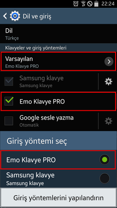  Android için Emo Klavye (Kendi uygulamam)