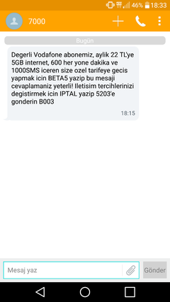 Vodafone 22 tlye 5gblik mega5gb, Doldur özellikli