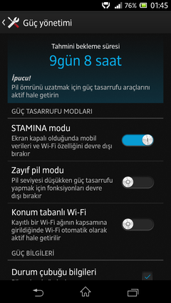  xperia Z pil sorunu