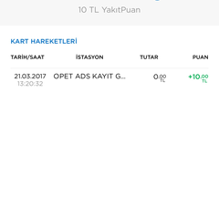 Opet anında 10 lira yakıt puan