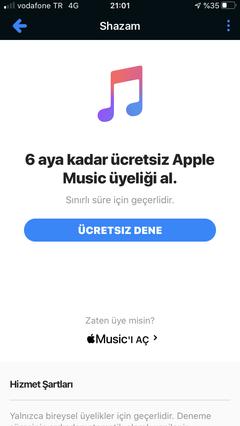Apple Music 6 Ay Ücretsiz Deneme