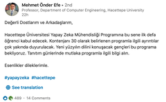 Hacettepe Üniversitesi Yapay Zeka Mühendisliği [2019-2020]