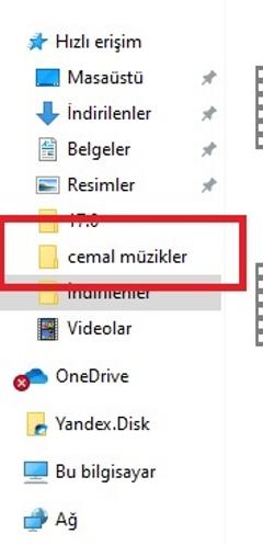 Windosta oluşturmadığım klasör var