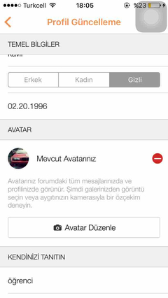 Profil Değiştirme Hatası