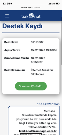 Turknet internetim sürekli kopuyor