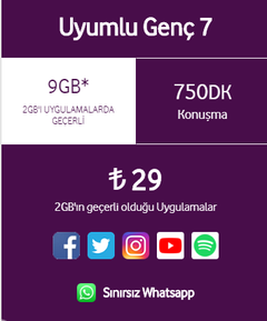 Faturalı Uyumlu Genç 7GB geçiş hakkında