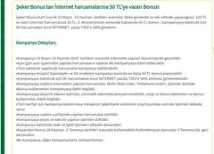 Şekerbonus 5X100 İnternet harcamasına 50 bonus