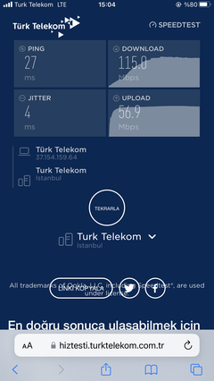 TÜM OPERATÖRLER 4,5G HIZ TESTİ [ANA KONU] 5G YE DOĞRU ADIM ADIM