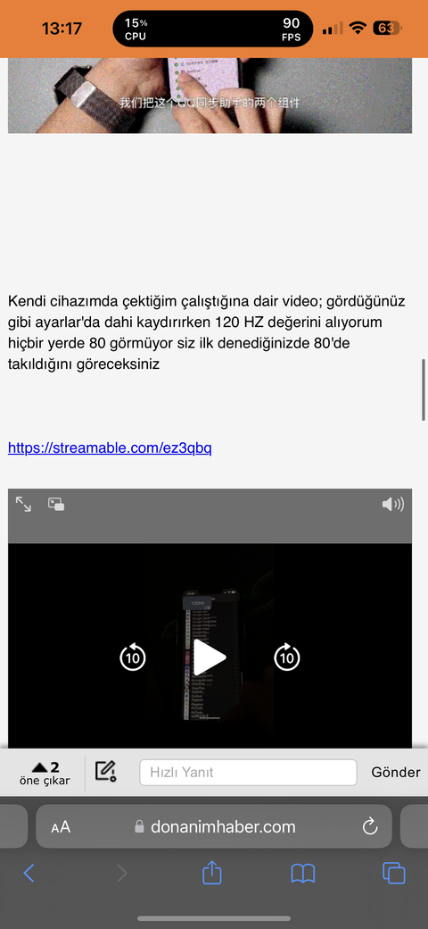 iPhone'unu 120 HZ'de Kullanmak İsteyenler Gelsin
